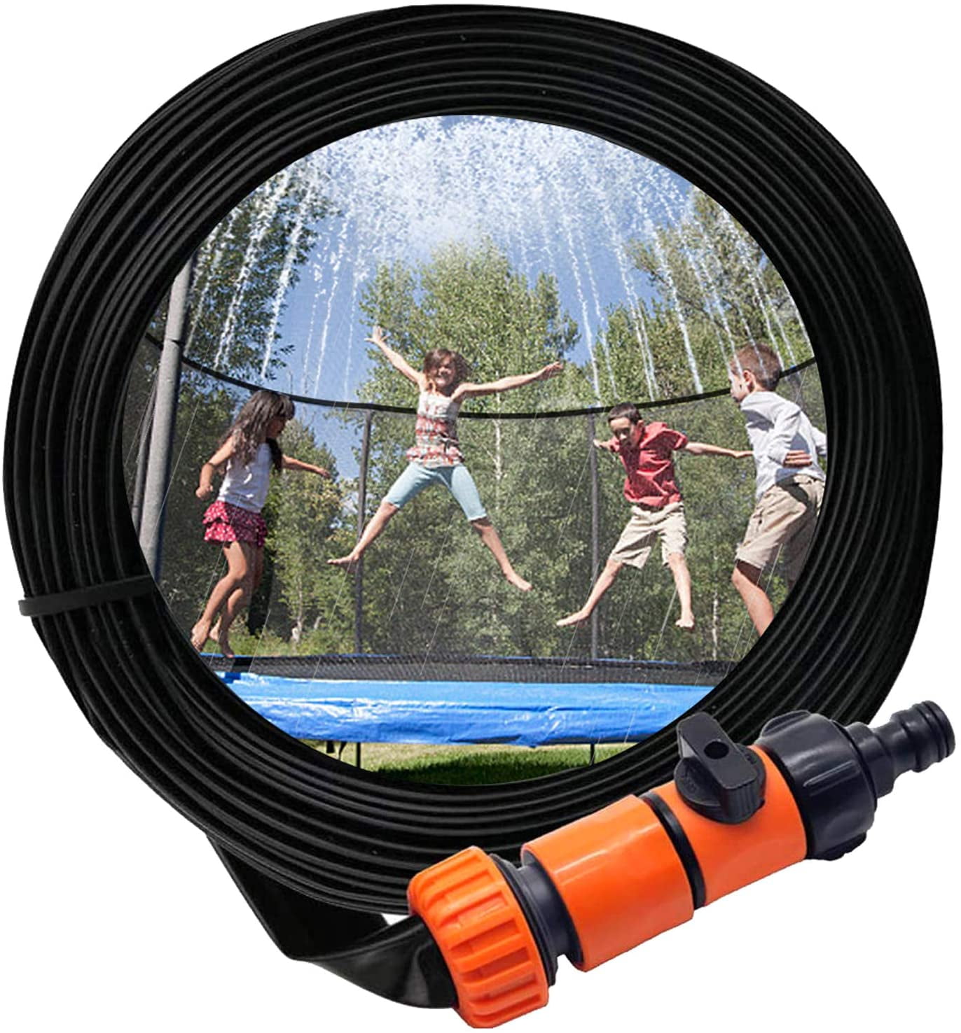 Sprinkler for trampoline, Trampoline water sprinkler for Kids 26ft, Water Play Trampoline Sprinklers for Kids, Fun Water Park Summer Toys, Trampoline Accessories