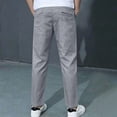 thumbnail image 5 of CONZONE Big Boys Linen Pants Straight Leg Casual School Pants for Boys Drawstring Fall Trousers with Pockets, 5 of 7