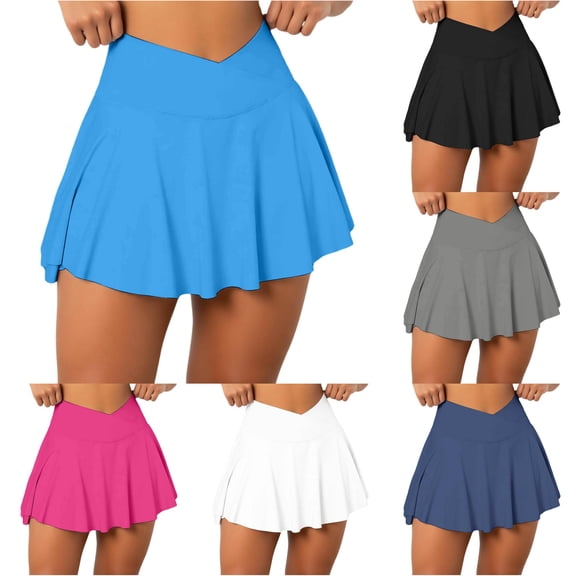 Womens Tennis Skirt Quick Dry Skorts for Women with Shorts Pleated Skirt L