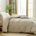 thumbnail image 3 of BESTOUCH Duvet Cover Set King 100% Washed Cotton Linen Feel Soft Chic Lightweight 3Pcs (Almond Milk Grey, 104"x90"), 3 of 8