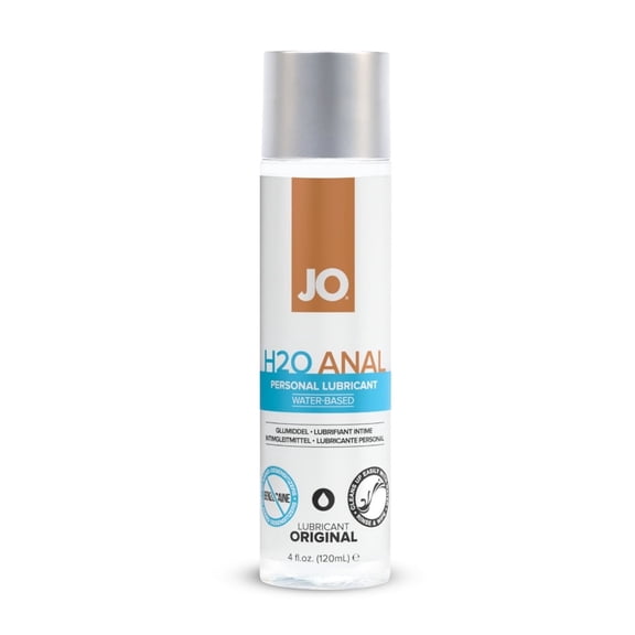 JO H2O Anal Personal Lubricant, Water-Based Anal Lube with Glycerin for Silky Smooth Glide, 4 fl oz