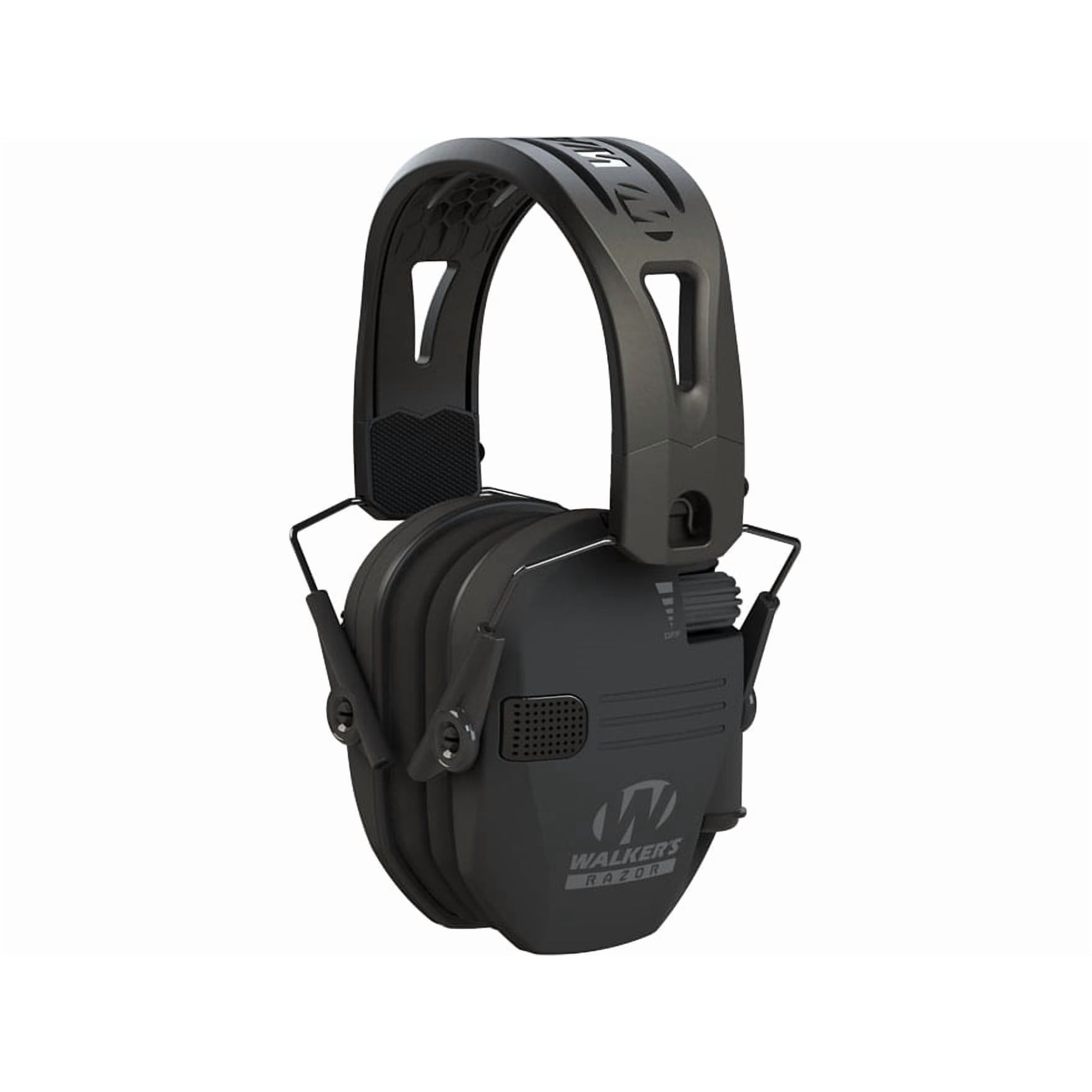 Walker's Razor Tacti-Grip Earmuffs- Black, High Performance Silicone Composite Slip Free Headband- Natural Sound Clarity Full Dynamic Range 23 NRR