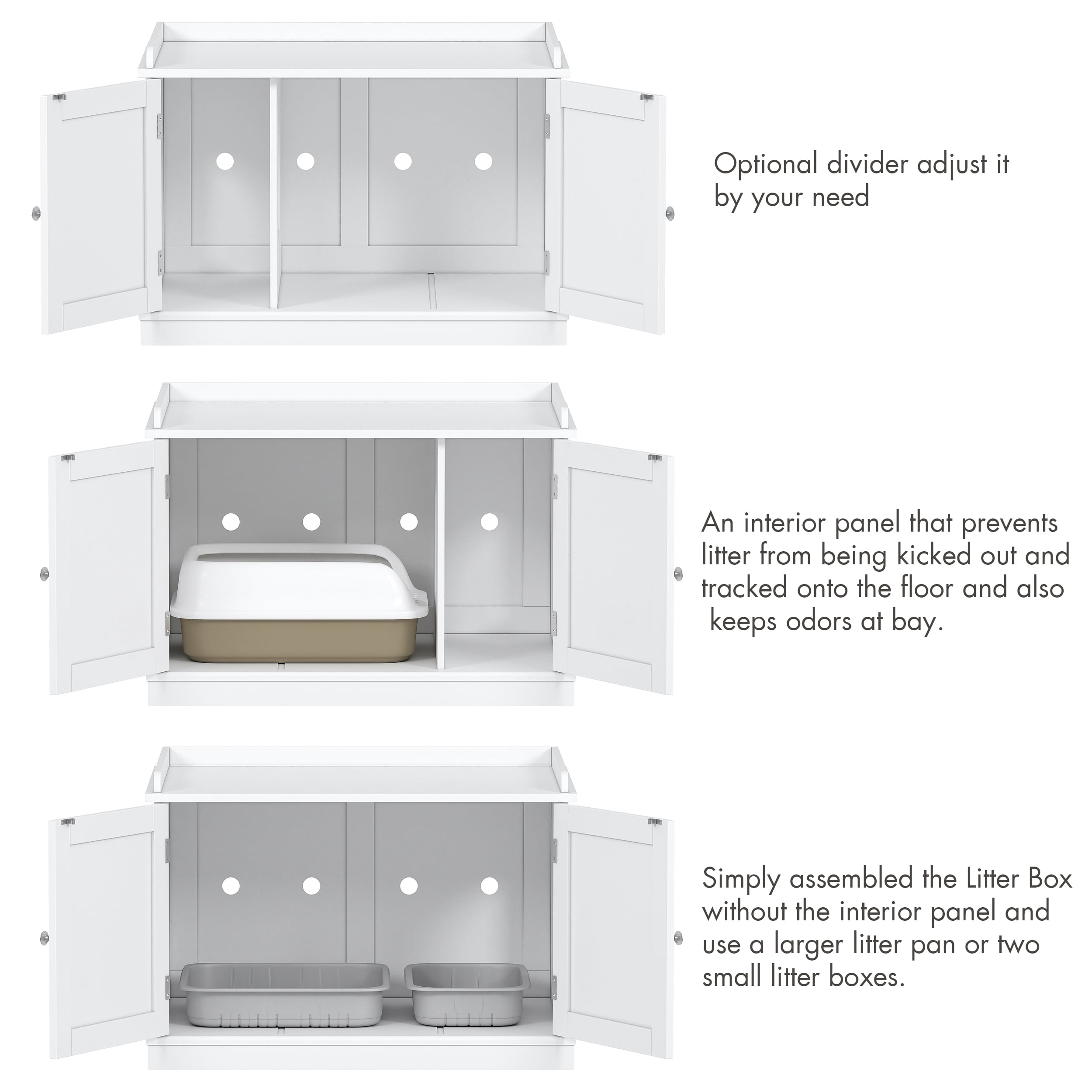 PAWLAND Lager Cat Washroom Storage Bench,cat Litter Box Enclosures -White