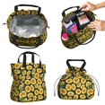 thumbnail image 2 of Sunflower and Leaf Black Pattern Drawstring Insulated Lunch Bag for Women, Stain-Resistant Large Lunch Tote with Multi-Pockets for Work Office, 2 of 6