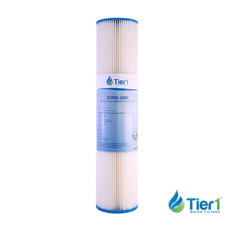 Tier1 Replacement for Pentek ECP50-20BB 50 Micron 20 x 4.5 Pleated Cellulose Sediment Water Filter - Not for Well