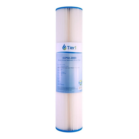 

Tier1 50 Micron 20 Inch x 4.5 Inch | Pleated Cellulose Whole House Sediment Water Filter Replacement Cartridge | Compatible with Pentek ECP50-BB 4PAY5 255496-43 Home Water Filter