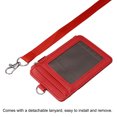 thumbnail image 4 of Uxcell Vertical PU Leather 5 Card Slots ID Badge Holder Zipper Wallet with Lanyard, Red, 4 of 6
