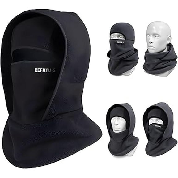 Outdoor Winter Warm Hat Neckband Integrated Cycling Mask Sports Ski Head Cover, Neck Warmer Ear Protection,Outdoor Headwear (Black)