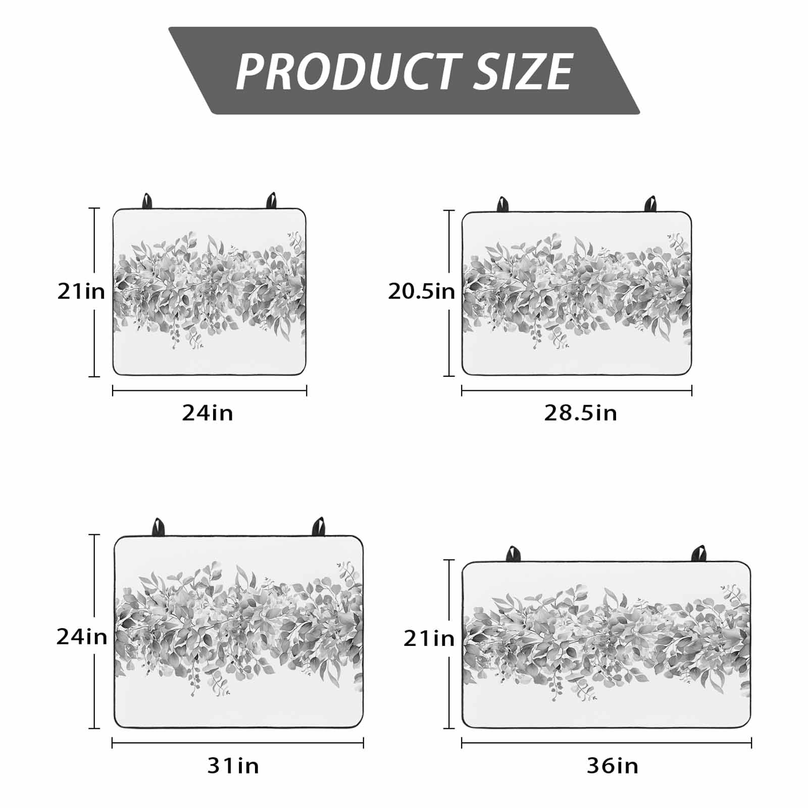 Black Grey Eucalyptus Leaves Stove Top Cover for Electric Stove, Heat-proof & Non Slip Glass Top Stove Cover Protector, Spring Summer Botanical Floral Kitchen Flat Cooktop Rubber Mat 36x21 Inches