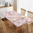 thumbnail image 3 of Marble Texture Tablecloth with Elastic Edge for 5ft Rectangle Table, Table Cloth Washable Table Cover for Kitchen Dining Party Outdoor Picnic Decoration, 60" L X 30" W, 3 of 8