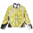 thumbnail image 4 of Jackets for Women Winter Coat Jackets Flannel Stand Collar Jacket(Lemon Slice on Checkered Background,Size:S-4XL), 4 of 7