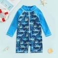thumbnail image 2 of JUMEYU Infant Boy One Piece Swimsuit Infant Baby Boys Swimsuit One Piece Long Sleeve Rash Guard Zipper Bathing Suit Swimwear with Sun Cap Beachwear 3 6 Months (Blue,3-6 Months), 2 of 4
