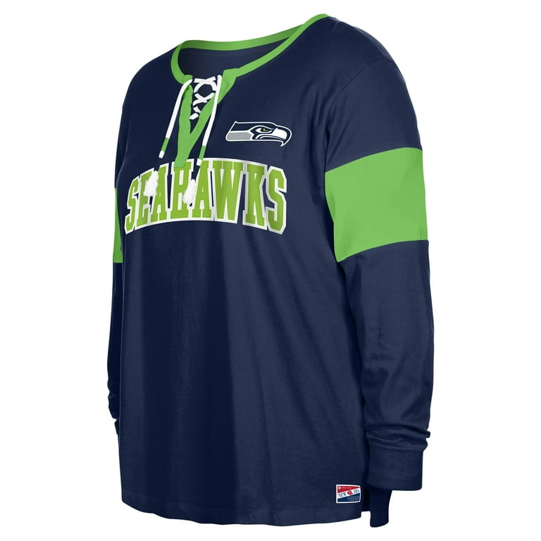Women's New Era College Navy Seattle Seahawks Plus Size Lace-Up