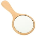 SHISUYAN Portable Wood Oval Handheld Makeup Mirror for Travel and
