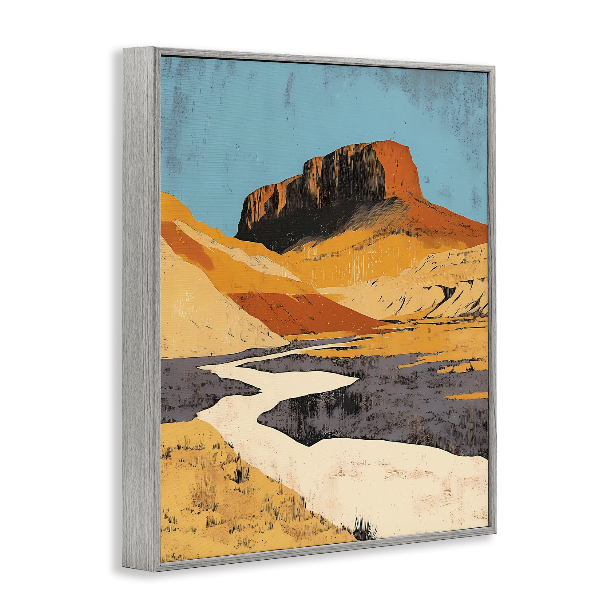 Stupell Industries Vintage Canyon Pass Gray Framed Giclee Art, design by Walker Noble