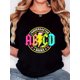thumbnail image 1 of Camiseta básica para mujer de veranoWomen's T-shirt printed with "Yellow Circle Pencil ABCD", retro minimalist style, crew neck, casual and comfortable, short sleeves, regular version, four-season k, 1 of 7