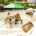 thumbnail image 5 of KOTEK Kids Picnic Table, 4 in 1 Sand and Water Table w/Detachable Tabletop, 2 Removable Play Boxes, Foldable & Height Adjustable Umbrella, Wood Sensory Table and Bench for Outdoors, Indoors (Natural), 5 of 9