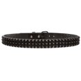 thumbnail image 4 of 1 1/2" Cowhide Black Three Row Punk Rock Star Distressed Studded Leather Jean Belt, 4 of 6