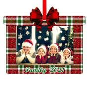 WaaHome 2021 Picture Frame Family Christmas Ornaments Photo Frame Ornaments for Christmas Tree Decorations Gifts