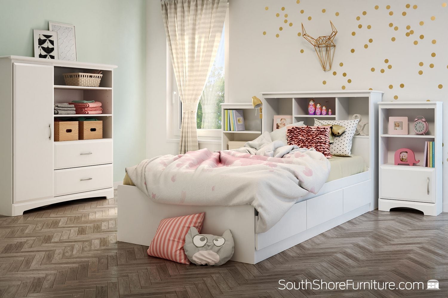 Lit rangement simple (39") 3 tiroirs Callesto, Blanc solide de Meubles South Shore