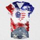 thumbnail image 1 of Fiudx Ofertas Flash Artículos En Oferta Blusas Pullove Informales de Manga Corta con Cuello En V y Estampado de Independencia para Mujer, 1 of 5