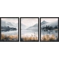 thumbnail image 2 of PixonSign Framed Canvas Print Wall Art Set - Vintage Style Mountain Lake Landscape Posters - Set of 3 Pastel Colorful Country/Farmhouse Wall Décor for Bedroom, Office - 8"x10" Black, 2 of 5