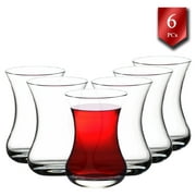 Pasabahce Turkish Tea Glass Cups Set of 6, Beverage Cups, Glass Drinking Glasses, 4.25 oz