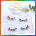 thumbnail image 3 of pares de pestañas de arco iris, pestañas de colores, pestañas Cateye, pestañas postizas tenues y esponjosas, extensión de pestañas sintéticas de aspecto Natural 3D, 3 of 4