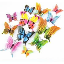 24 Pcs Butterfly Decoration, Topboutique Butterflies Wall Decor, 3D Butterfly Decals Stickers, Magnetic Butterflies, Colorful Double Wing Butterfly Decor for Bedroom and Room Decoration Art Mural
