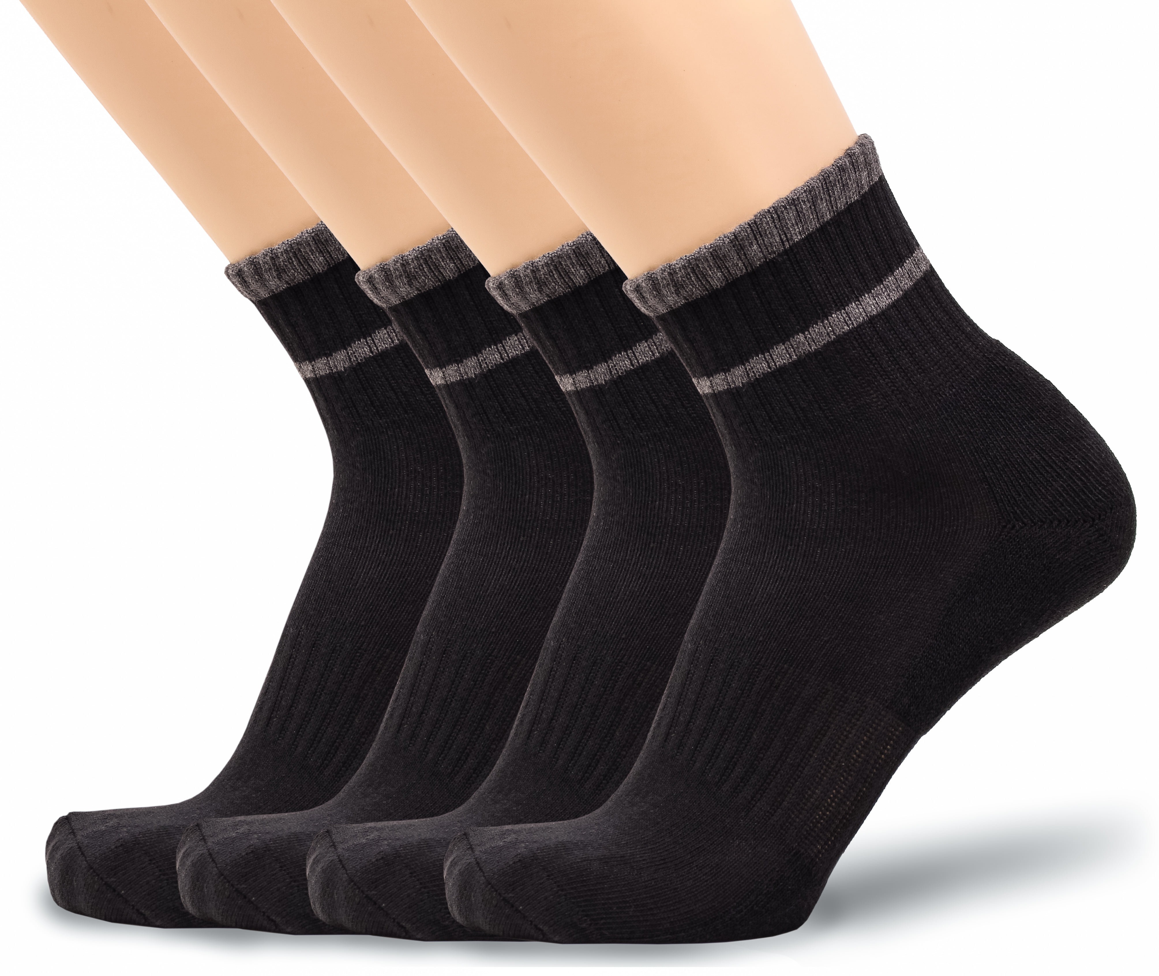 u&i Men's Performance Cotton Mid Cut Quarter Athletic Socks (4-Pack ...