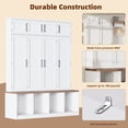 thumbnail image 6 of 75"H Farmhouse Hall Tree with Bench and Shoe Storage, 4-in-1 Entryway Bench with Coat Rack, 4 Hooks and 8 Doors for Mudroom Hallway, White, 6 of 7