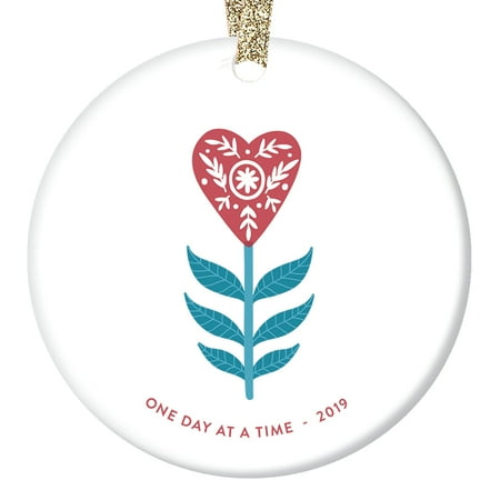 Retirement Keepsake Ornament 2019 First Christmas Retired Wife Woman Work Party Idea for Teacher Nurse Police Military Pretty Heart Tree Xmas Decoration Ceramic 3” Flat Circle Gold Ribbon (Best Places For Military Retirement 2019)