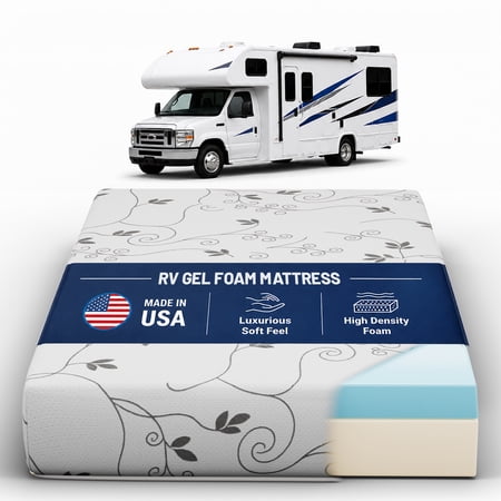 Continental Sleep, 10-Inch Gel Memory Foam RV Mattress Replacement, Medium Firm, Travel Camper Trailer Truck and Bunk, Pressure-Relief Support, Twin XL