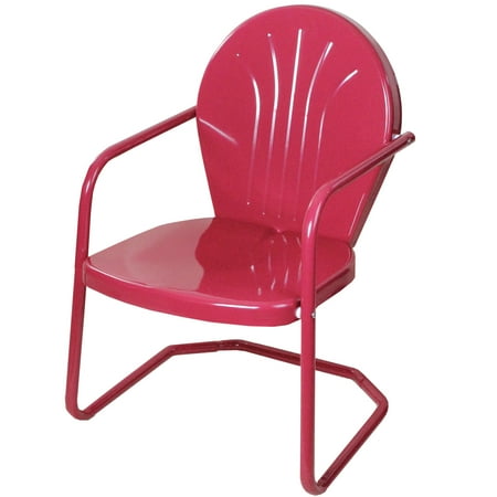 34" Raspberry Pink Outdoor Retro Metal Tulip Armchair