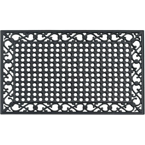 A1HC Natural Rubber Outdoor Doormat 24"x36", Heavy Duty Entryway Mat for Outside, Scrapes Dirt, Easy to Clean, Durable Front Door Mats for Patio, Porch, or Busy Areas