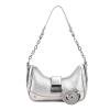 Bolso Hobo para mujer, bolso para axila con cadena, bolso de mano informal de cuero PU sólido para mujer (plata) Tmvgtek Para Estrenar
