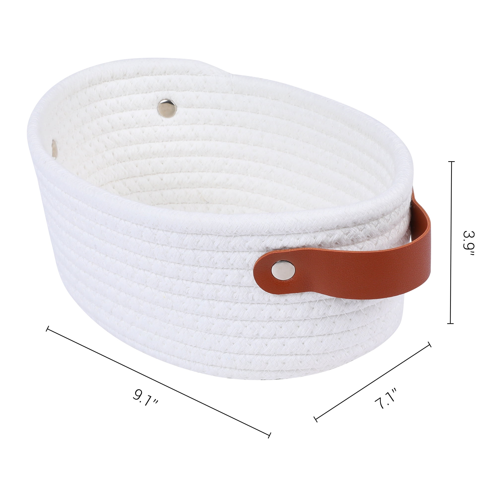 Unique Bargains 3Pcs Woven Storage Basket White 9.1*7.1*3.9in