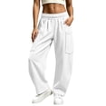 thumbnail image 5 of Women's cargo sweatpants elastic waist Womens Winter Casual Fashion Solid Color Multi Pocket Drawstring Elastic Waist Sweatpants Comfy Sweatpants for Women Gifts for Her, 5 of 7