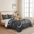 thumbnail image 5 of Twin XL Quilt Set 68''x98'', You Are My Sunshine Bedspread Coverlet with 2 Pillow Shams, Yellow Sunflowers Cute Bees Heart Dark Gray Breathable All Season Quilt Bedding for Dorm/Guest Room, 5 of 9
