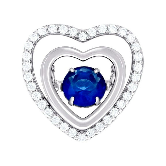 925 Sterling Silver Womens Blue Cubic Zirconia Love Heart Slide Pendant Necklace Pendant for Women