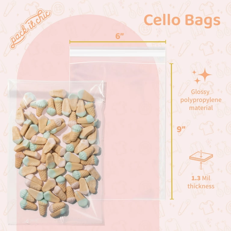 Pack It Chic - 6X9 Clear Resealable Poly Bags (200 Pack) - Self