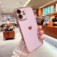 thumbnail image 2 of for iPhone 11 Case Plating Love Heart Phone Case TPU with Full Unique Full Camera Lens Protection Reinforced Corners Fun Cute Side Small Pattern Electroplate Case,Purple, 2 of 8