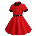 thumbnail image 4 of gdxvjhbj Robes pour Préados Robe d'Été pour Filles Encolure Carrée Manches Courtes Taille Croisée Robe Trapèze Décontractée Mini Taille 8-9 (Rouge, 8-9 Ans), 4 of 9