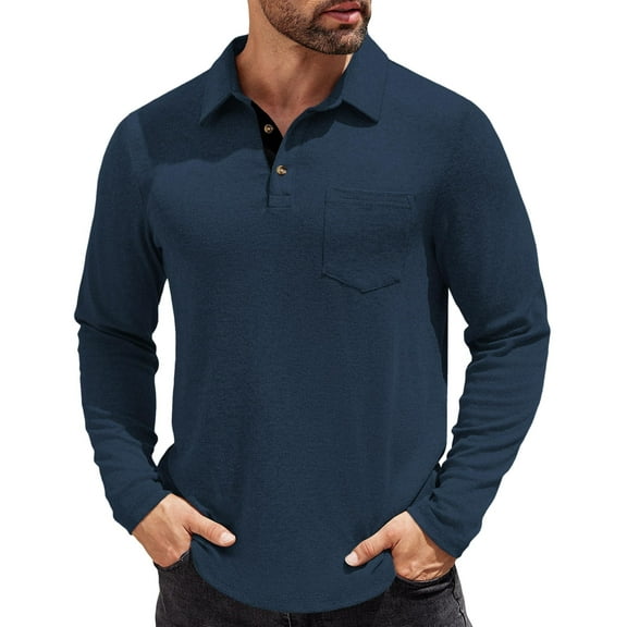COOFANDY Mens Polo Shirts Long Sleeve Casual Classic Polo Shirts Button Down Golf Shirts Stylish Tops Dark