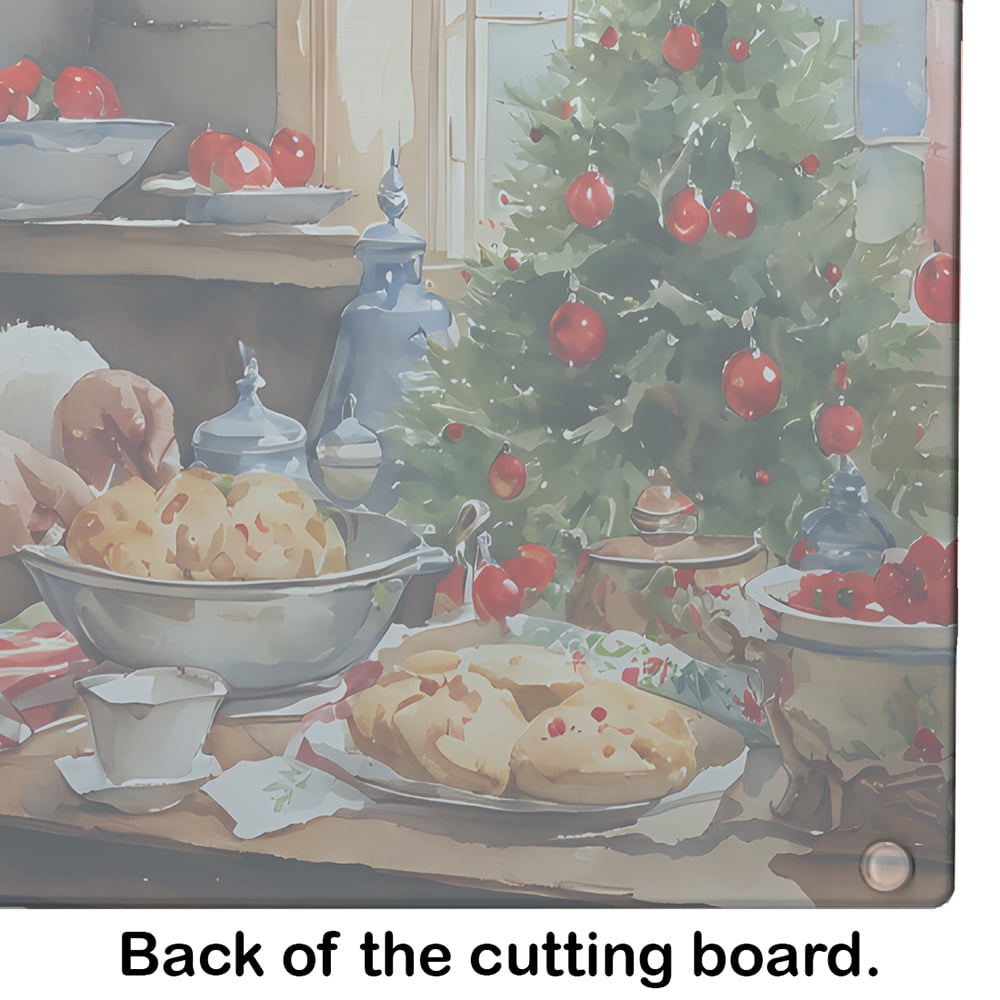 Cookies with Santa Claus Glass Cutting Board Large 12 in x 15 in
