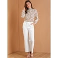 thumbnail image 2 of INSPIRE CHIC Blusa Floral Vintage Cuello Fruncido Con Volantes Manga Larga Para Mujer Blanco XL, 2 of 6
