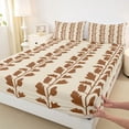 thumbnail image 3 of jejeloiu Retro Leaf Print Full Size Sheets,Brown Beige Bed Sheets For Teens 4 Pieces, 3 of 7
