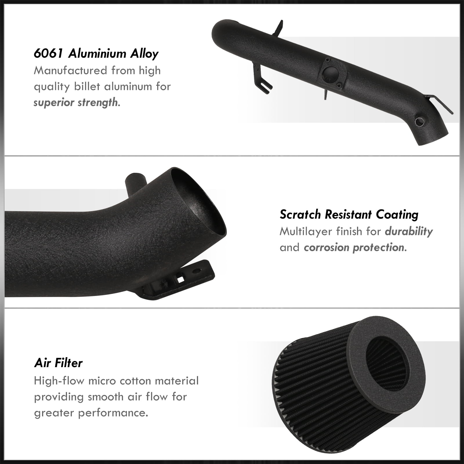 AJP Distributors Cold Air Short Ram Intake CAI SRI Induction System Black Aluminum Piping + Filter Compatible/Replacement For Toyota Yaris 1.5L Engine 2006 2007 2008 2009 2010 2011 06 07 08 09 10 11