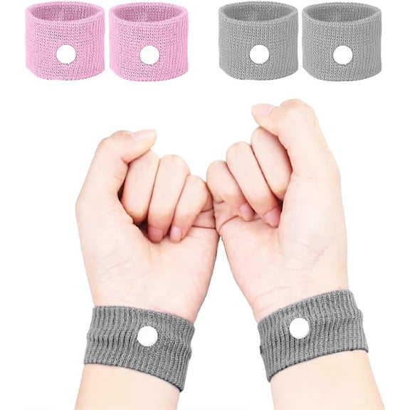 Motion Sickness Bands, 2 Pairs Motion Sickness Relief Wristbands, Pink & Blue Travel Wrist Bands