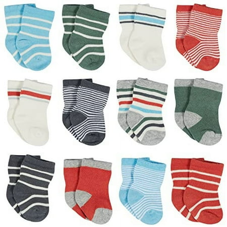 Gerber Baby Boy Jersey Wiggle Proof Socks, 12 Pack, 0-6 Months - 5T